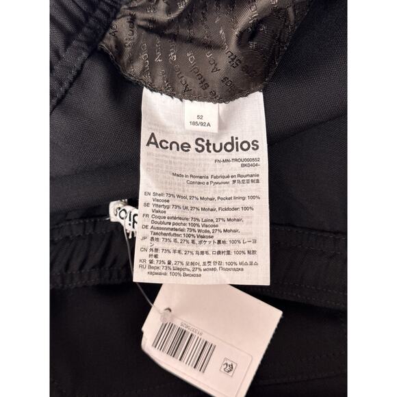 New Acne Studios Pants 52 / US XL Mens Black Wool Blend Loose Fit Suit Trouser - Picture 7 of 7